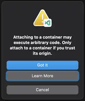 Workspace trust prompt when attaching to container