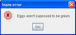 Informational dialog with custom title, error icon