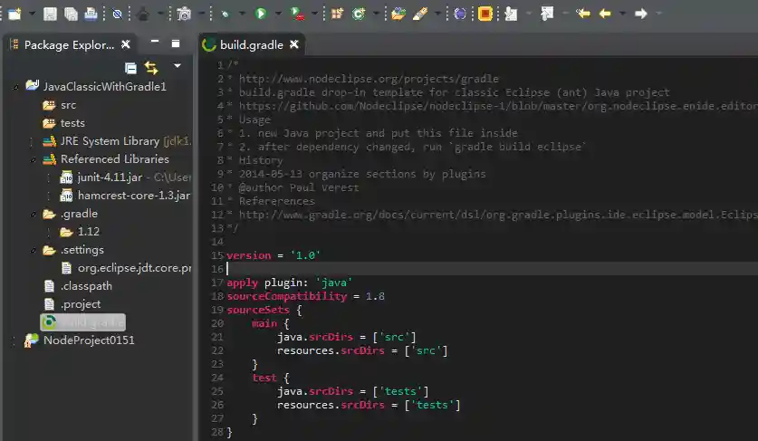 Java Classic project with Gradle