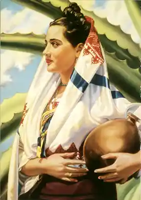 Iconographic image: se�orita and agave