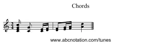 staff notation for Chords example