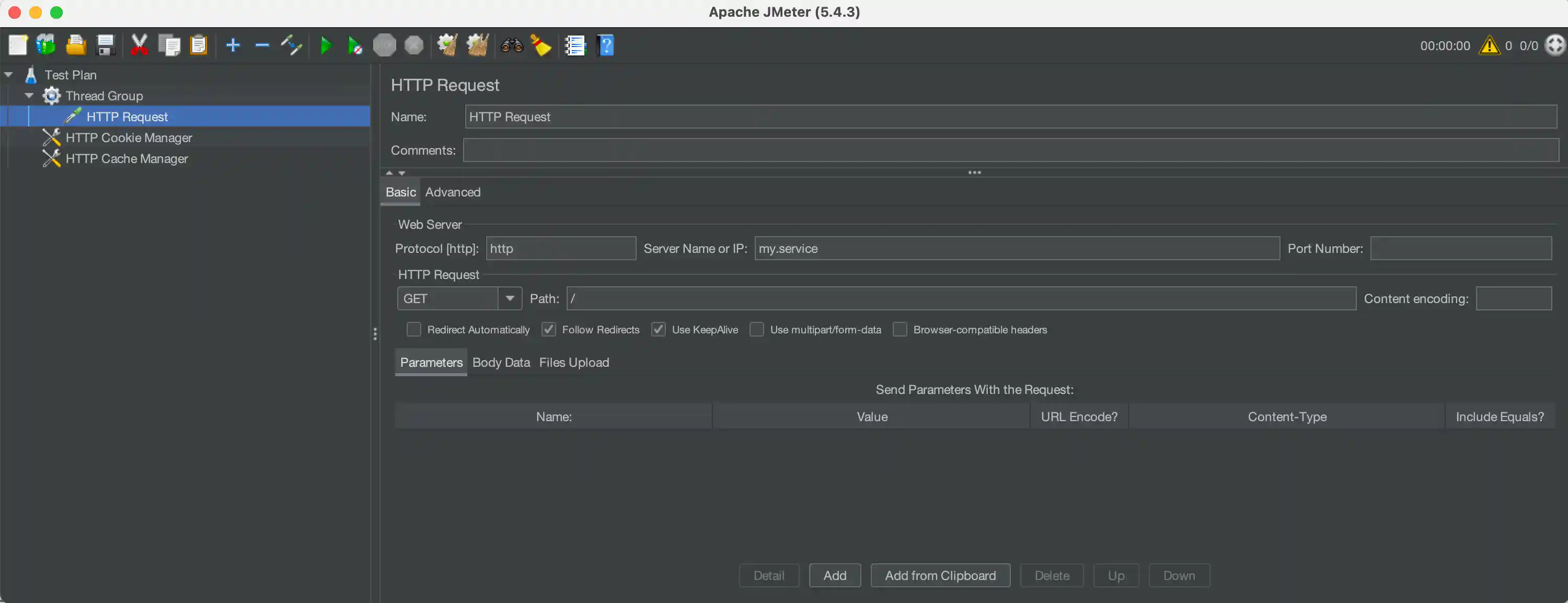 Test plan in JMeter GUI