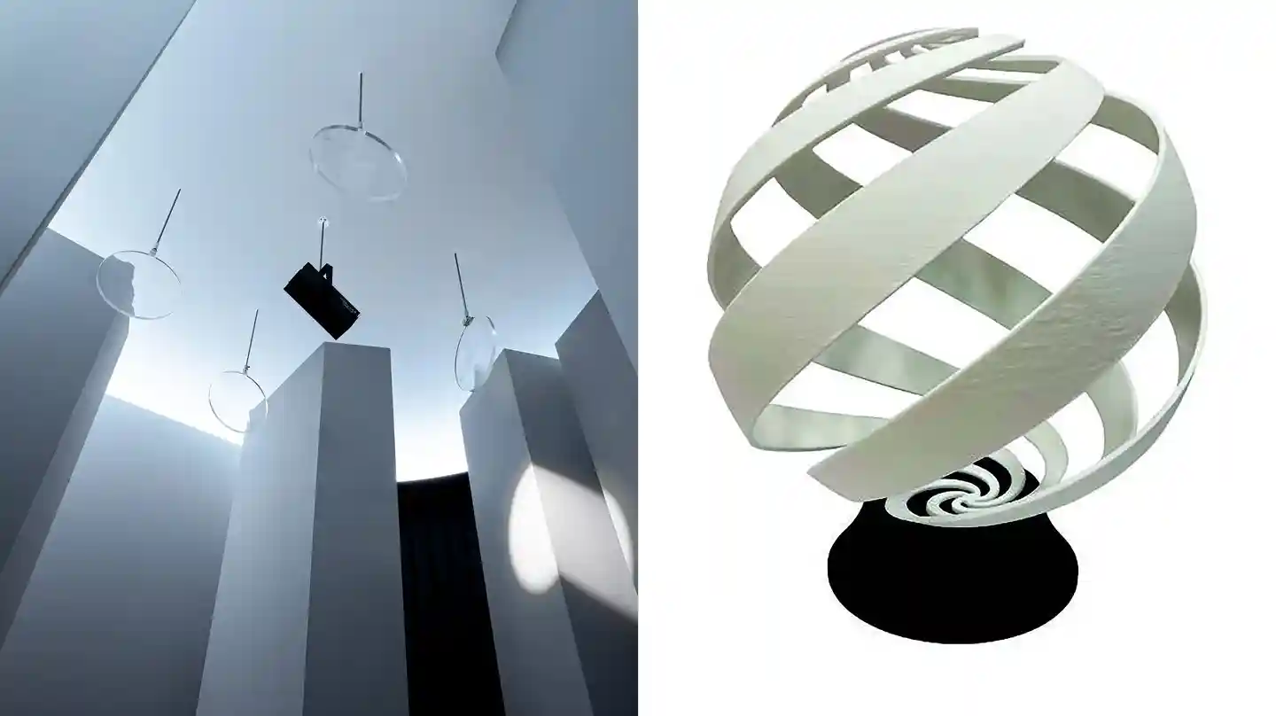 From left to right: The Circa Diem 2.0 and Spiral Globe installations © EPFL PL-MTI (A. Santa Cruz)/Manuel Leitos.jpg