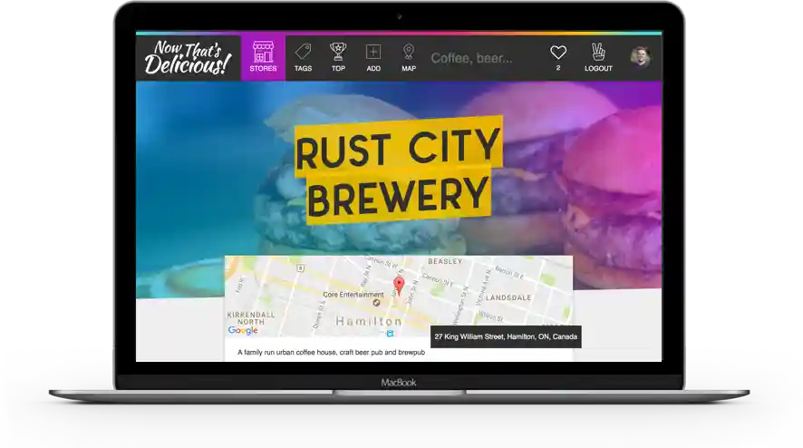Laptop Showing example Application we build in the course