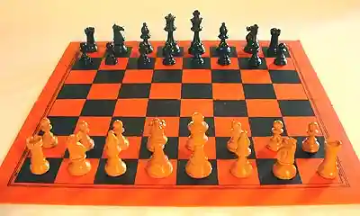 chess set all set up and ready to play