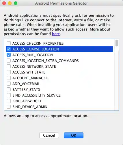 Permission selection