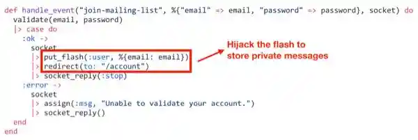 Adding authenticated user to flash