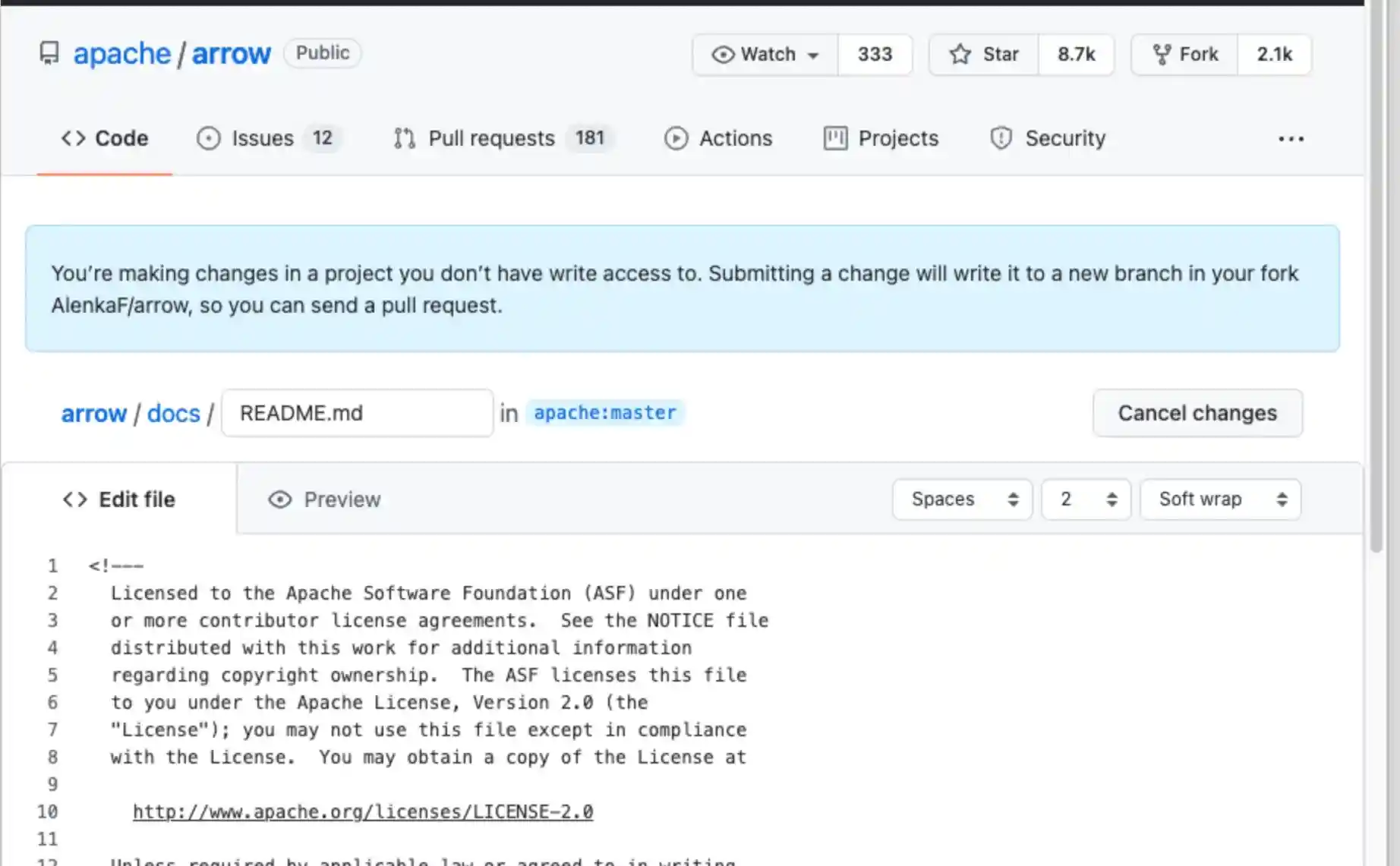 edit file in GitHub.