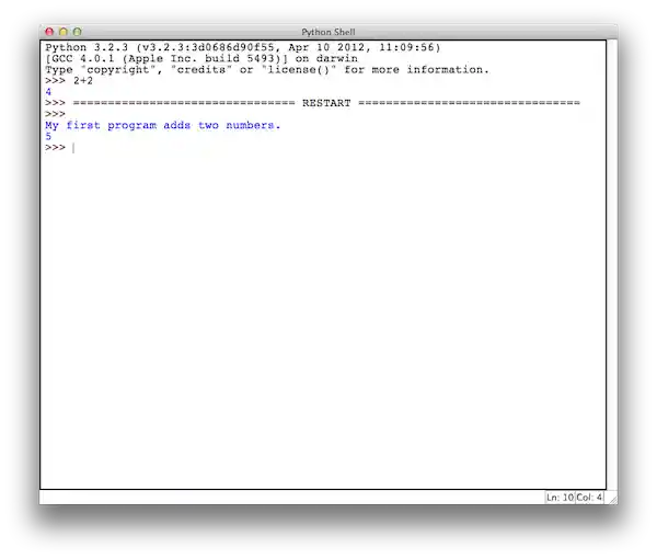first program output screenshot