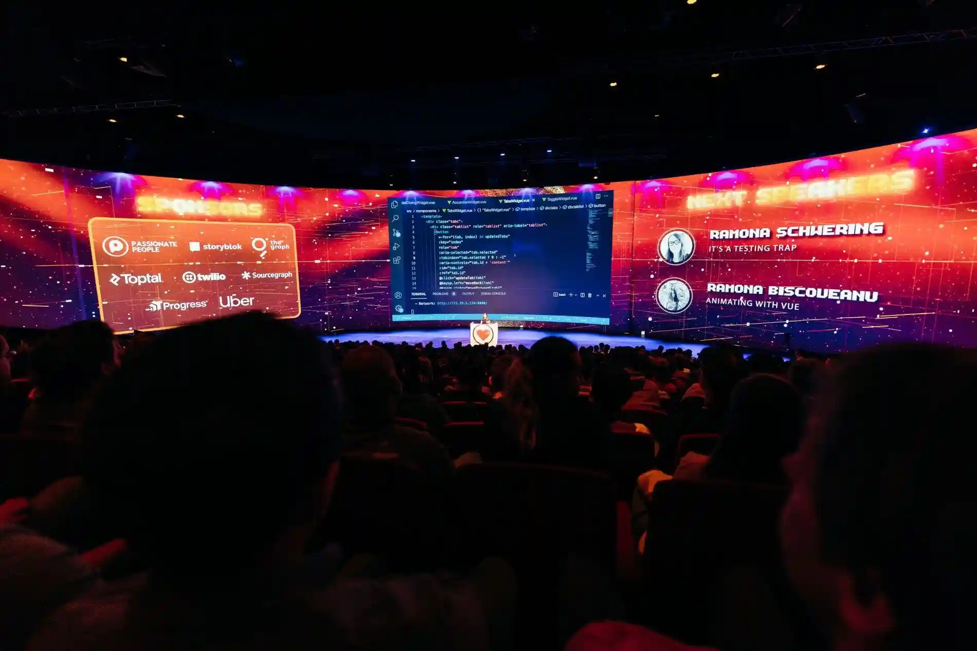 VueJS Amsterdam stage from behind audience