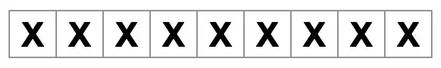 nine x-filled squares in a line