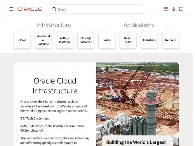 The website screenshot for http://oracle.com