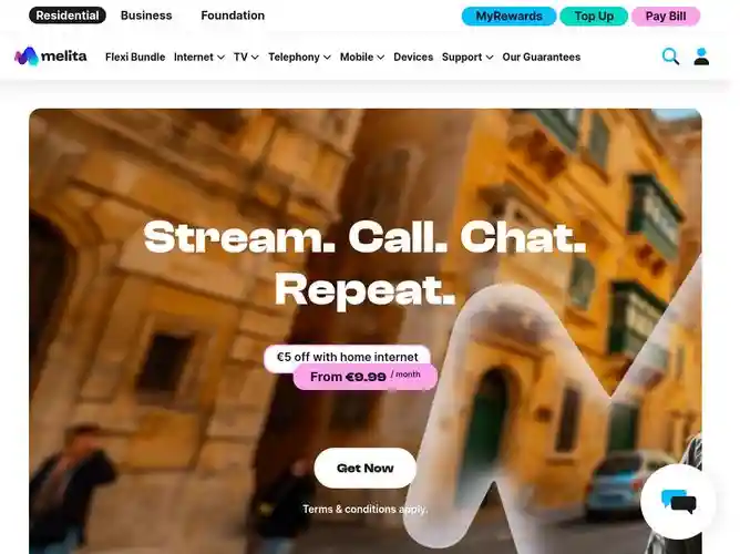 The website screenshot for http://www.melita.com