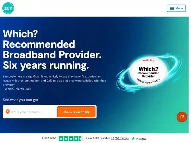 The website screenshot for http://www.zen.co.uk/