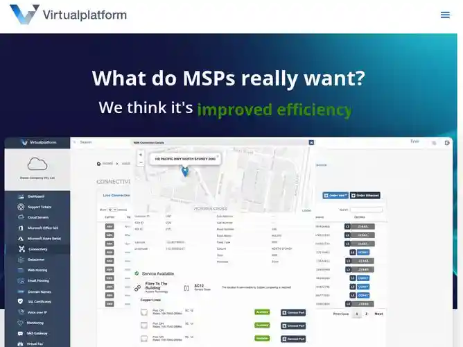 The website screenshot for https://www.virtualplatform.com.au
