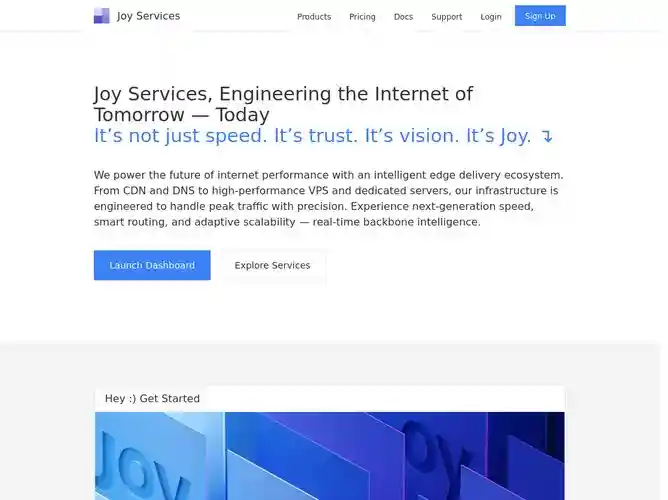The website screenshot for https://www.joy.services/