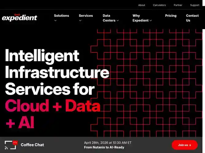 The website screenshot for http://www.expedient.com