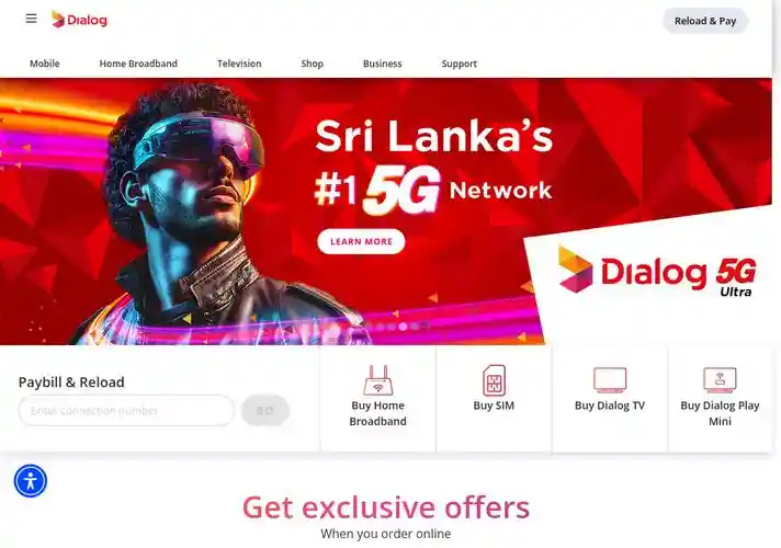 The website screenshot for http://www.dialog.lk