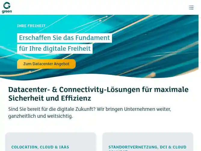 The website screenshot for https://www.greendatacenter.ch/