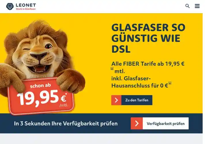 The website screenshot for https://www.leonet.de