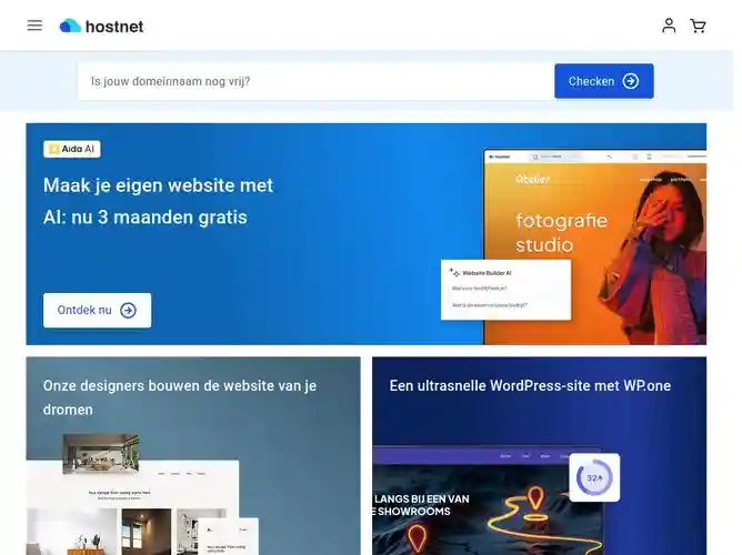 The website screenshot for https://hostnet.nl