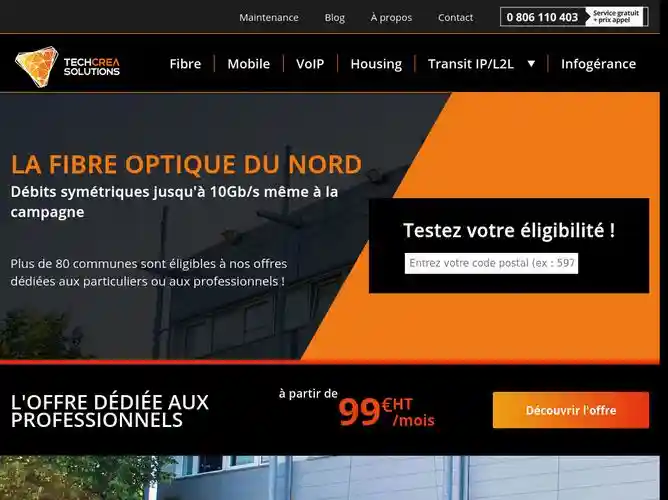 The website screenshot for http://www.techcrea.fr