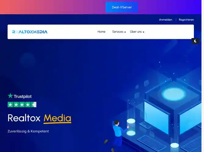 The website screenshot for https://RealtoxMedia.de