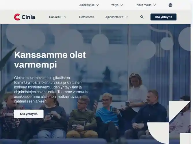The website screenshot for http://www.cinia.fi/