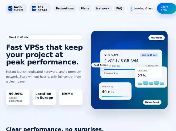 The website screenshot for http://www.host-c.com