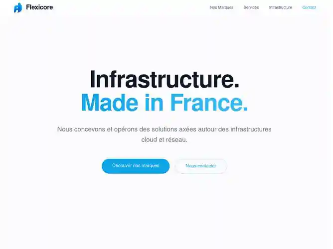 The website screenshot for https://flexicore.fr