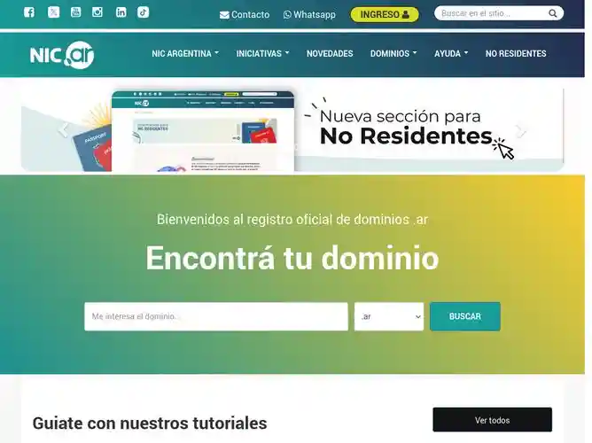 The website screenshot for https://nic.ar/