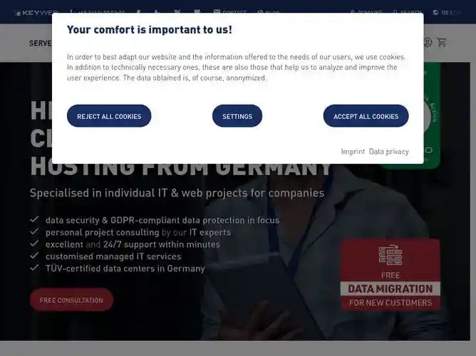 The website screenshot for https://www.keyweb.de