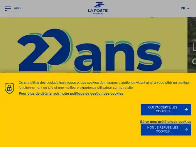 The website screenshot for https://www.lapostegroupe.com/fr