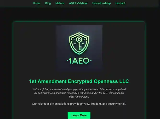 The website screenshot for https://www.1aeo.com