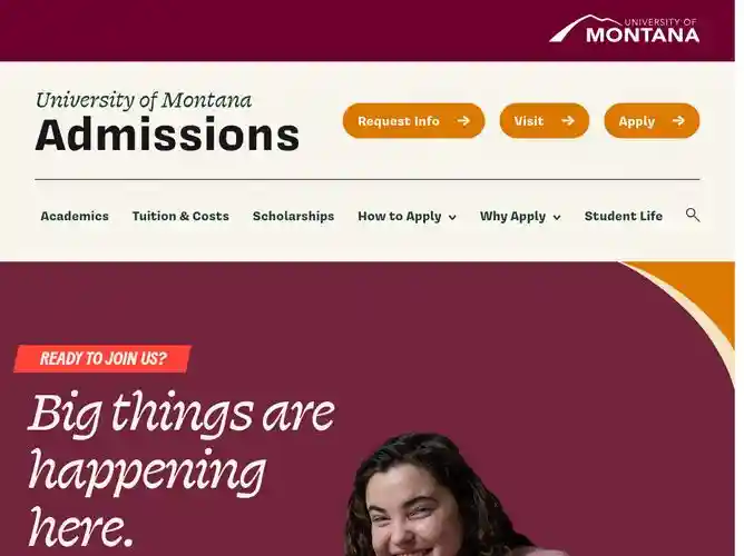 The website screenshot for http://umontana.edu