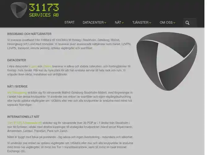 The website screenshot for http://www.31173.se
