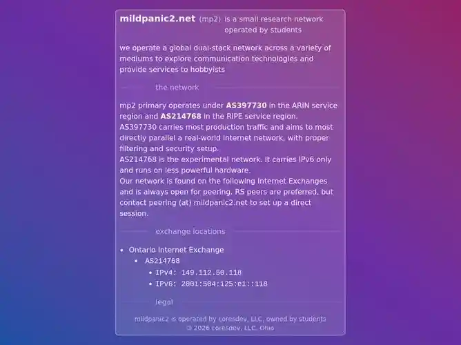 The website screenshot for https://mildpanic2.net