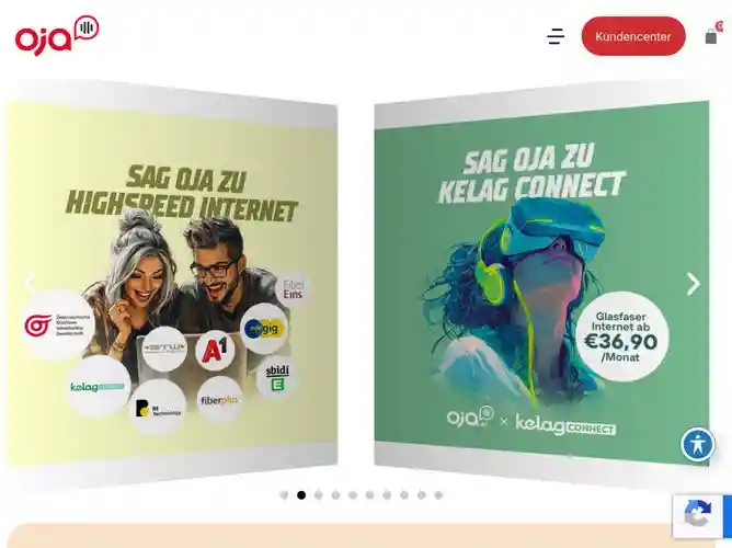 The website screenshot for http://oja.at