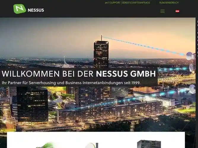The website screenshot for http://www.nessus.at