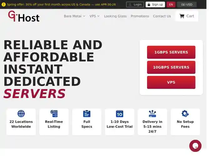 The website screenshot for https://gthost.com/