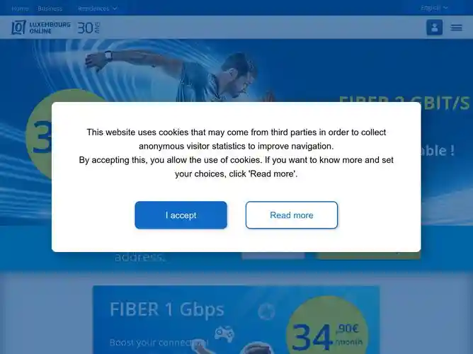 The website screenshot for http://www.internet.lu