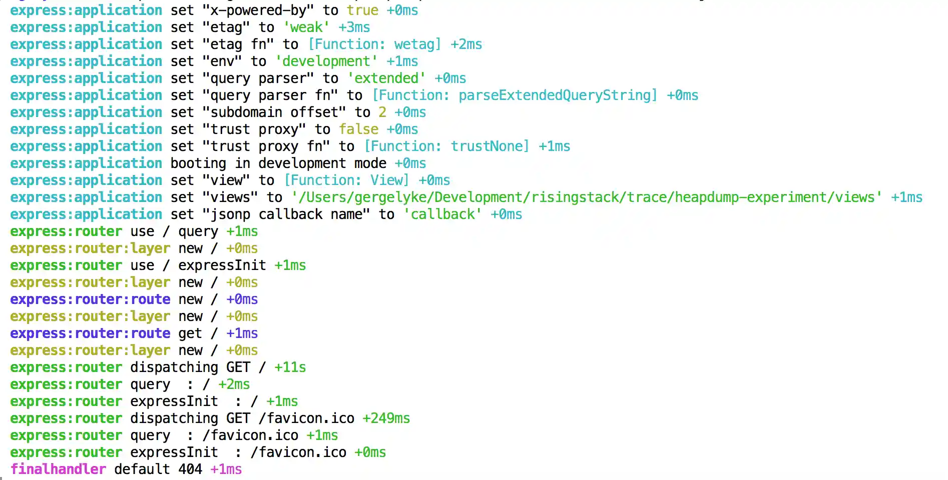 Node.js logging express output