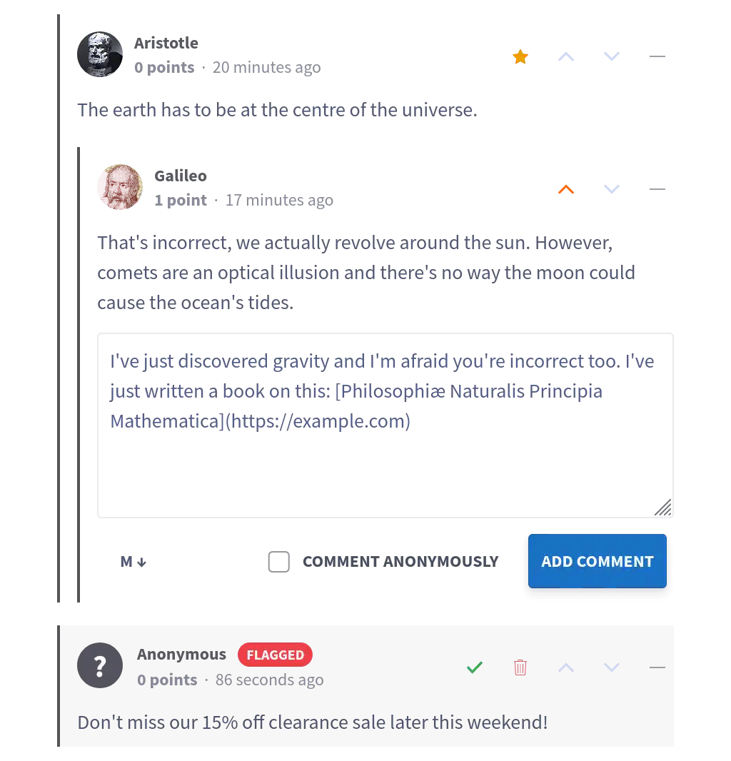 Screenshot of Commento