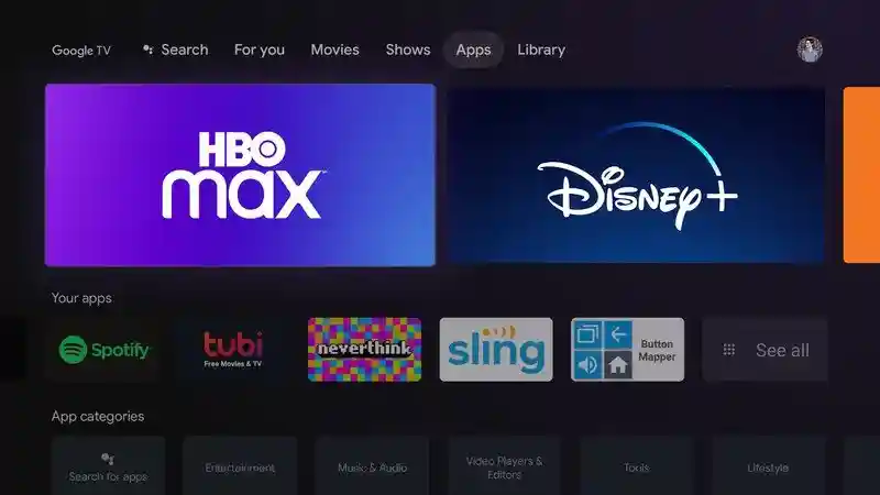 Google TV interface