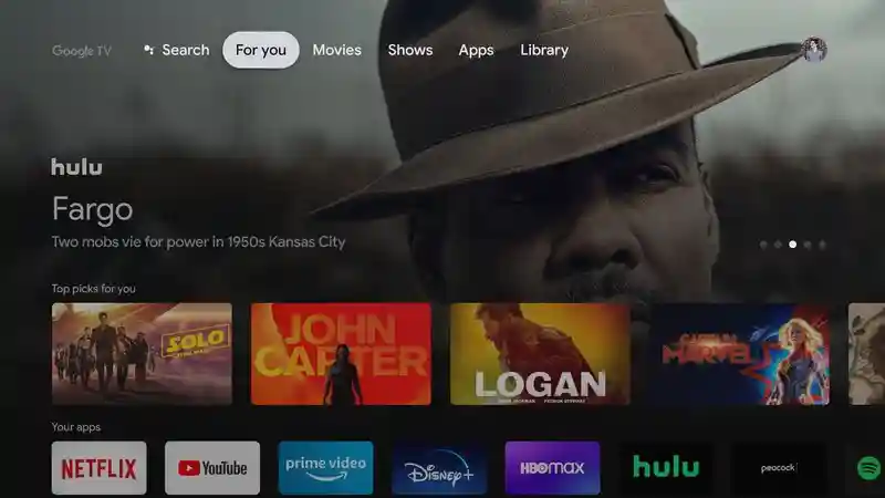 Google TV interface