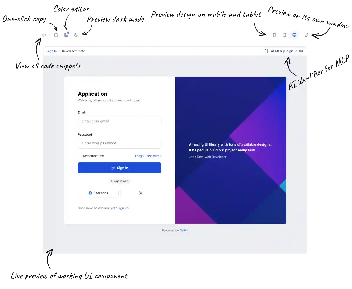Tailkit’s preview pane
