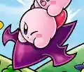 Two Kirbys riding a Shadow Star in Find Kirby!! Big Gathering at the Party!