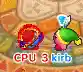 Kirby attacks a blue clone in Kirby Battle Royale.