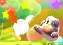Kirby receives knockback from Toughness Waddle Dee.