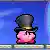 Magic Kirby's idle animation in Kirby: Squeak Squad, featuring a miniature Kirby coming out of his hat.
